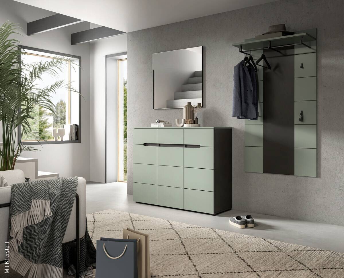 Garderobe Canu grün basaltgrau Nachbildung B/H/T: ca. 215x190x37 cm
