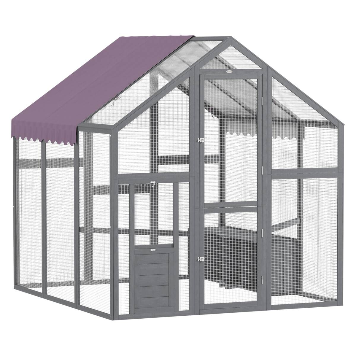 PawHut Hühnerstall grau Holz B/H/L: ca. 183x182x168 cm