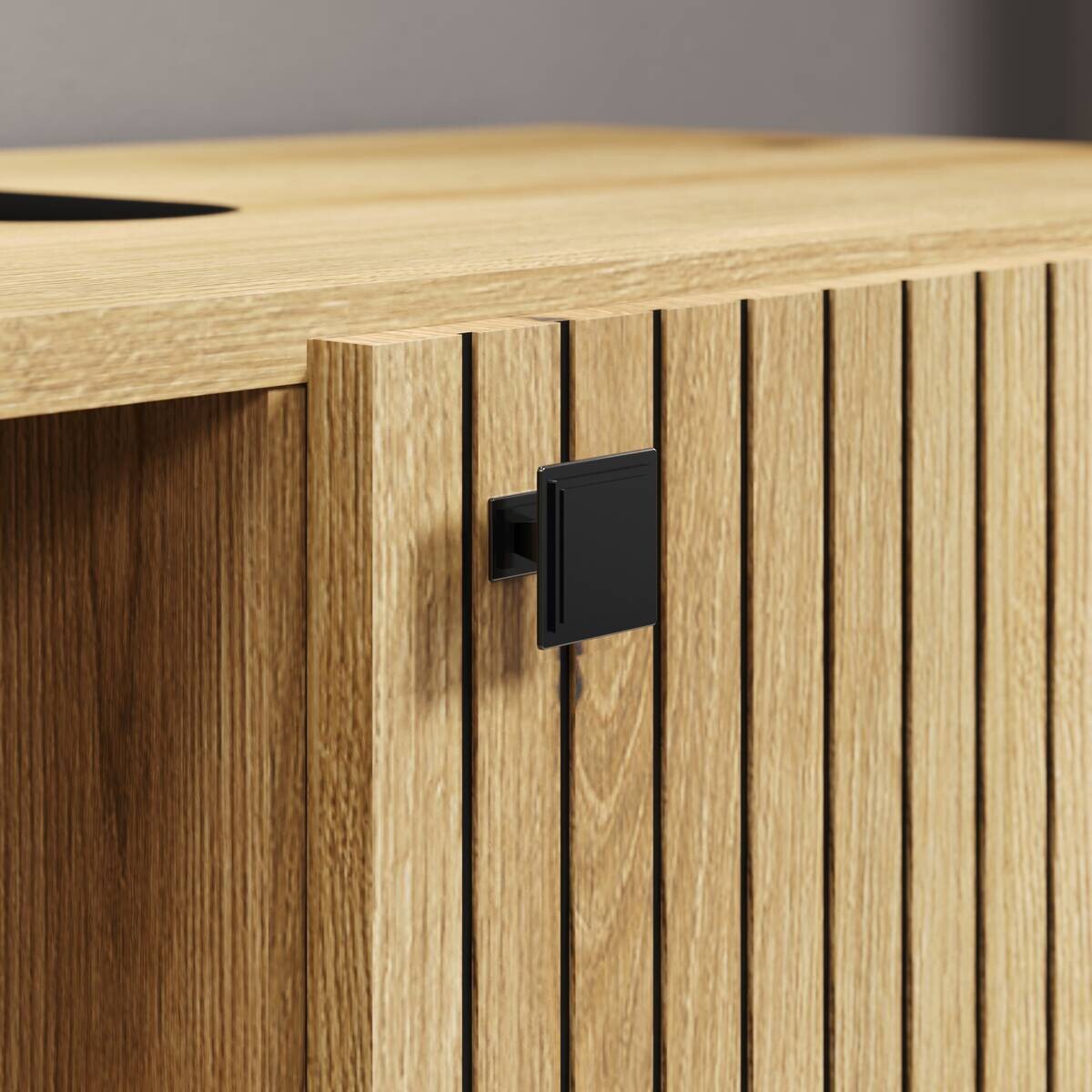 Waschbeckenunterschrank Pure Bliss Eiche Evoke Oak Nachbildung schwarz B/H/T: ca. 80x64x42 cm
