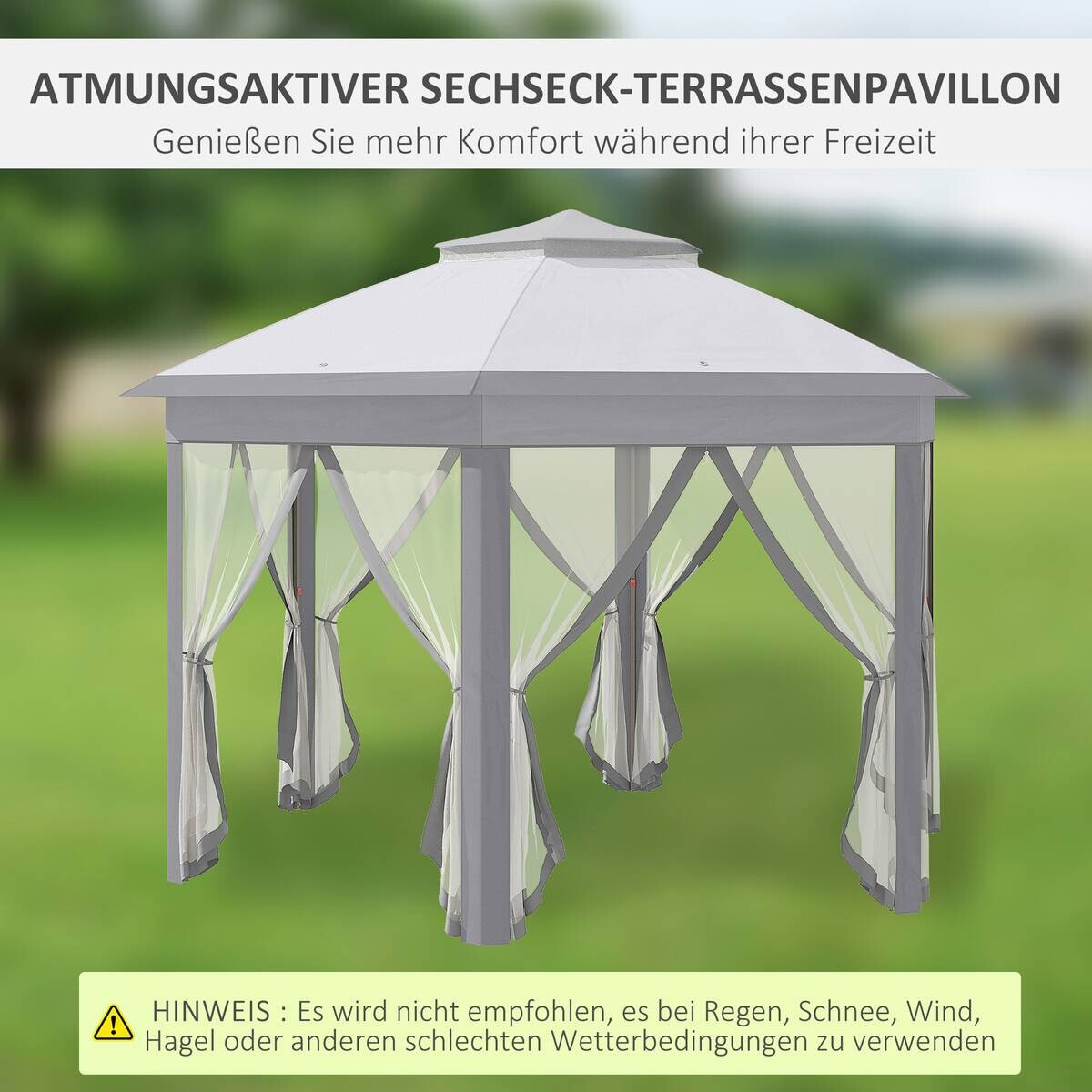 Outsunny Pavillon grau Polyester B/H/L: ca. 405x405x285 cm