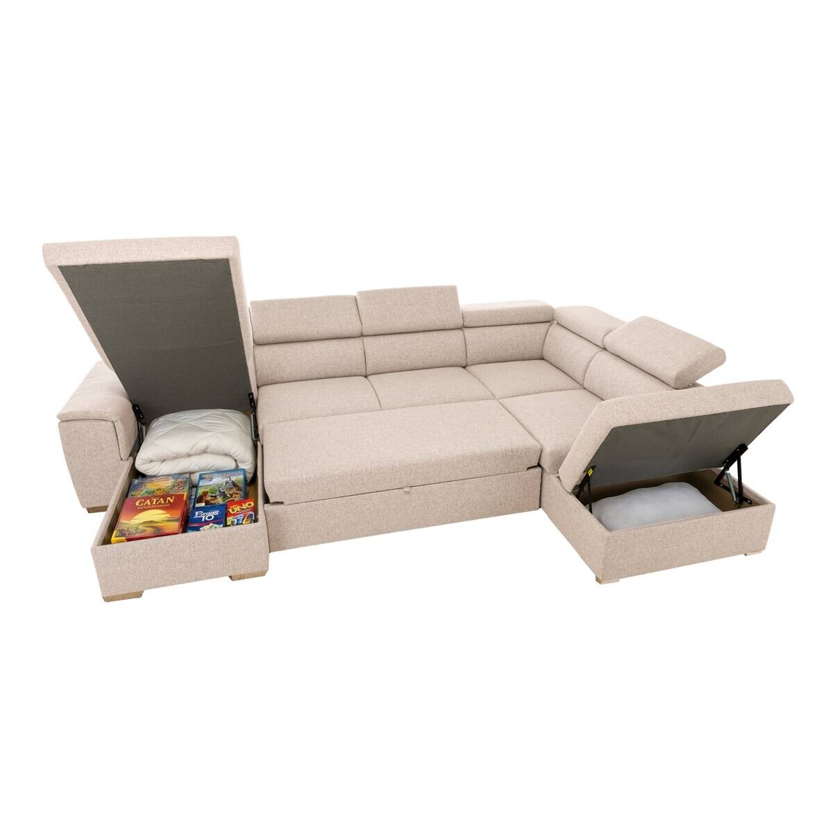 Wohnlandschaft beige Webstoff B/H/T: ca. 326x94x216 cm