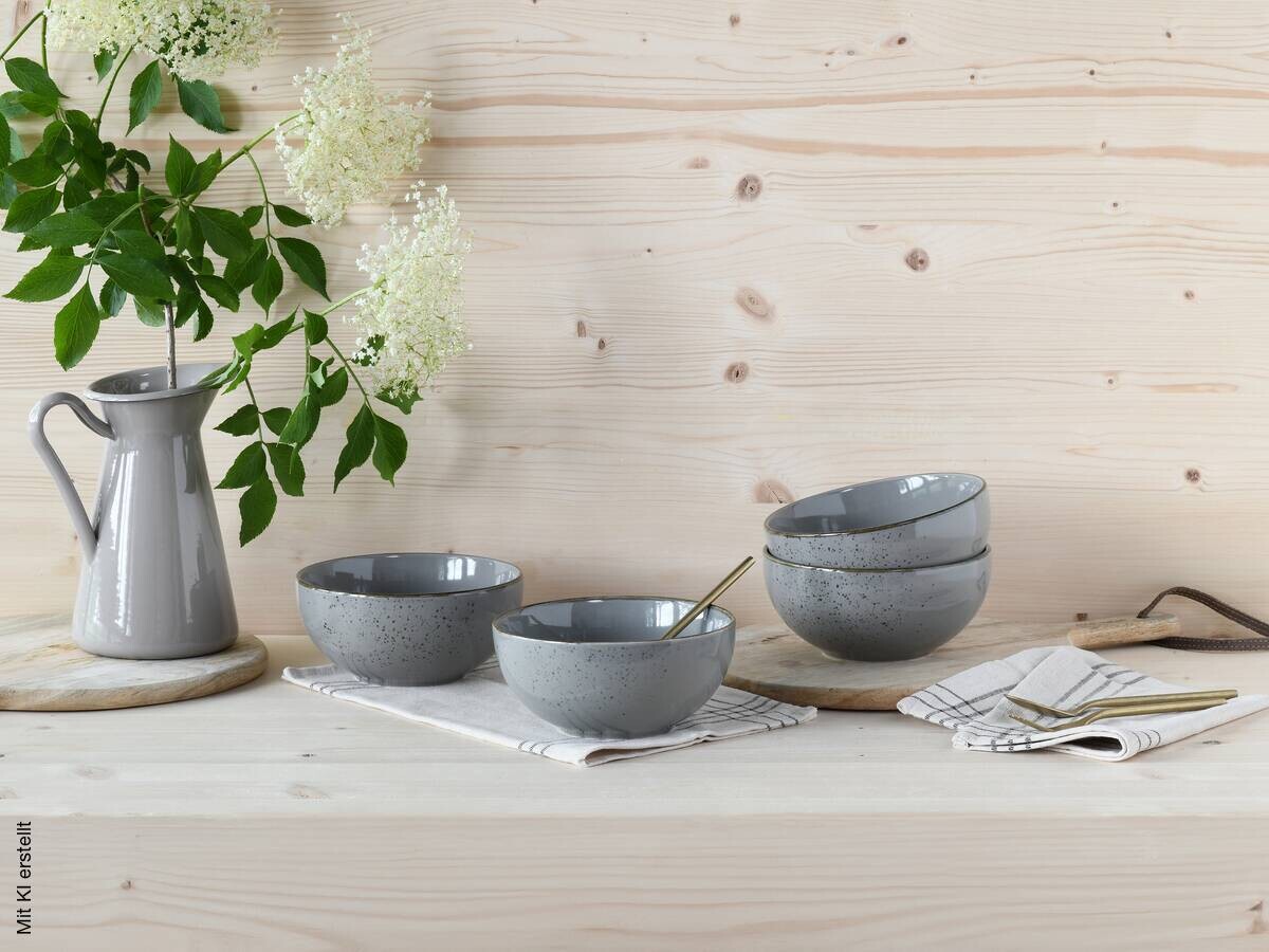 CreaTable Schüssel-Set Nature Collection Stone grau Steinzeug