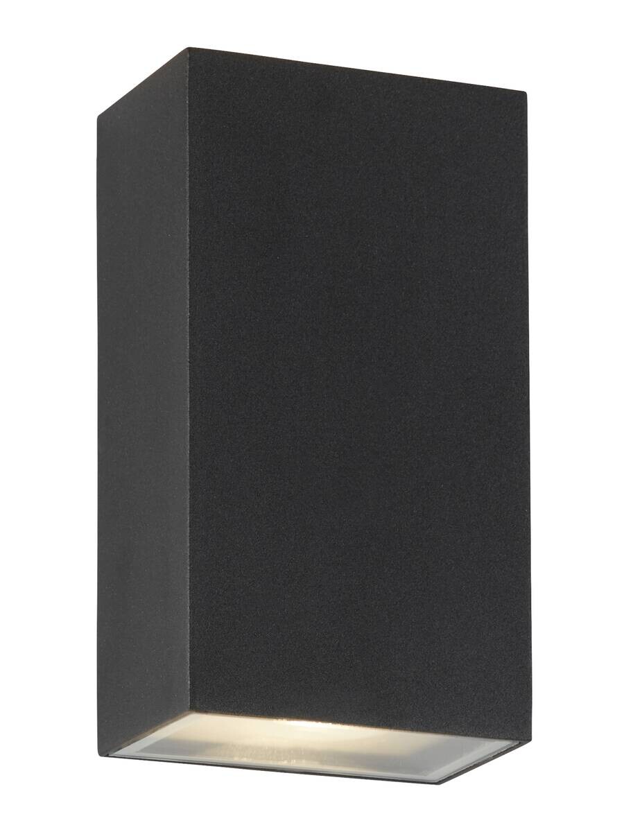 LED-Außenwandleuchte silber schwarz klar B/H/T: ca. 9x16x6 cm