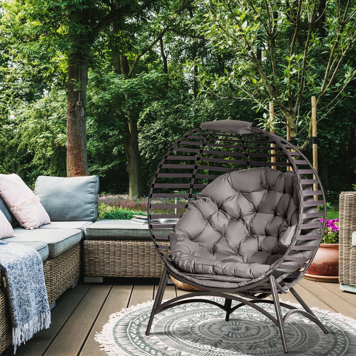 Outsunny Gartenstuhl sand Stahl B/H/L: ca. 75x139x118 cm