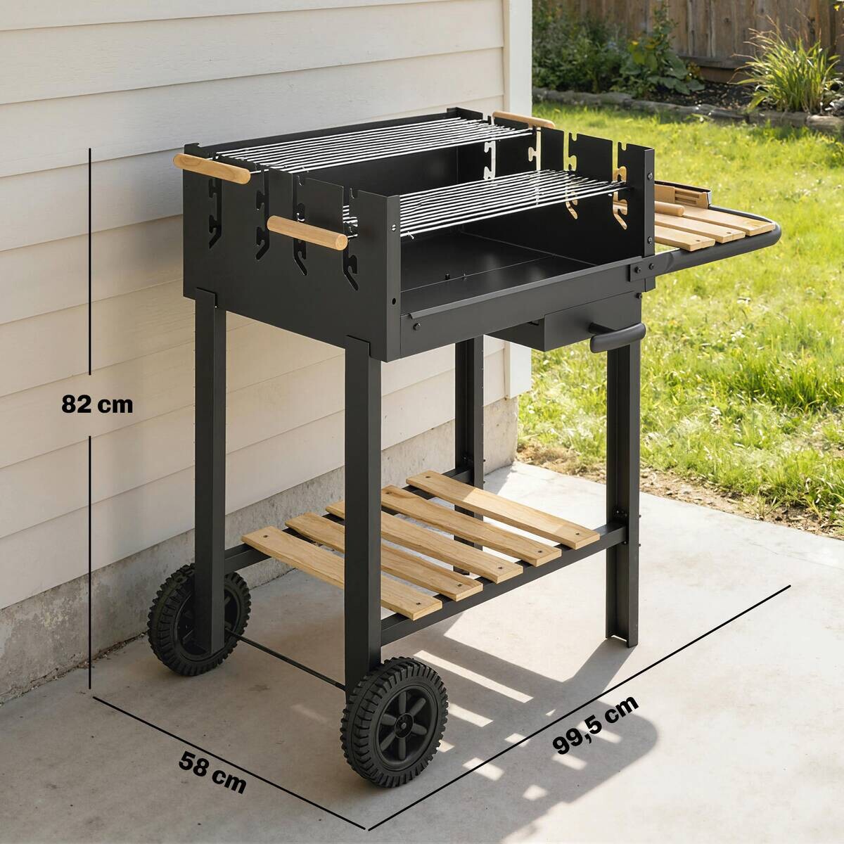 Outsunny Grill Holz B/H/L: ca. 58x82x99,5 cm
