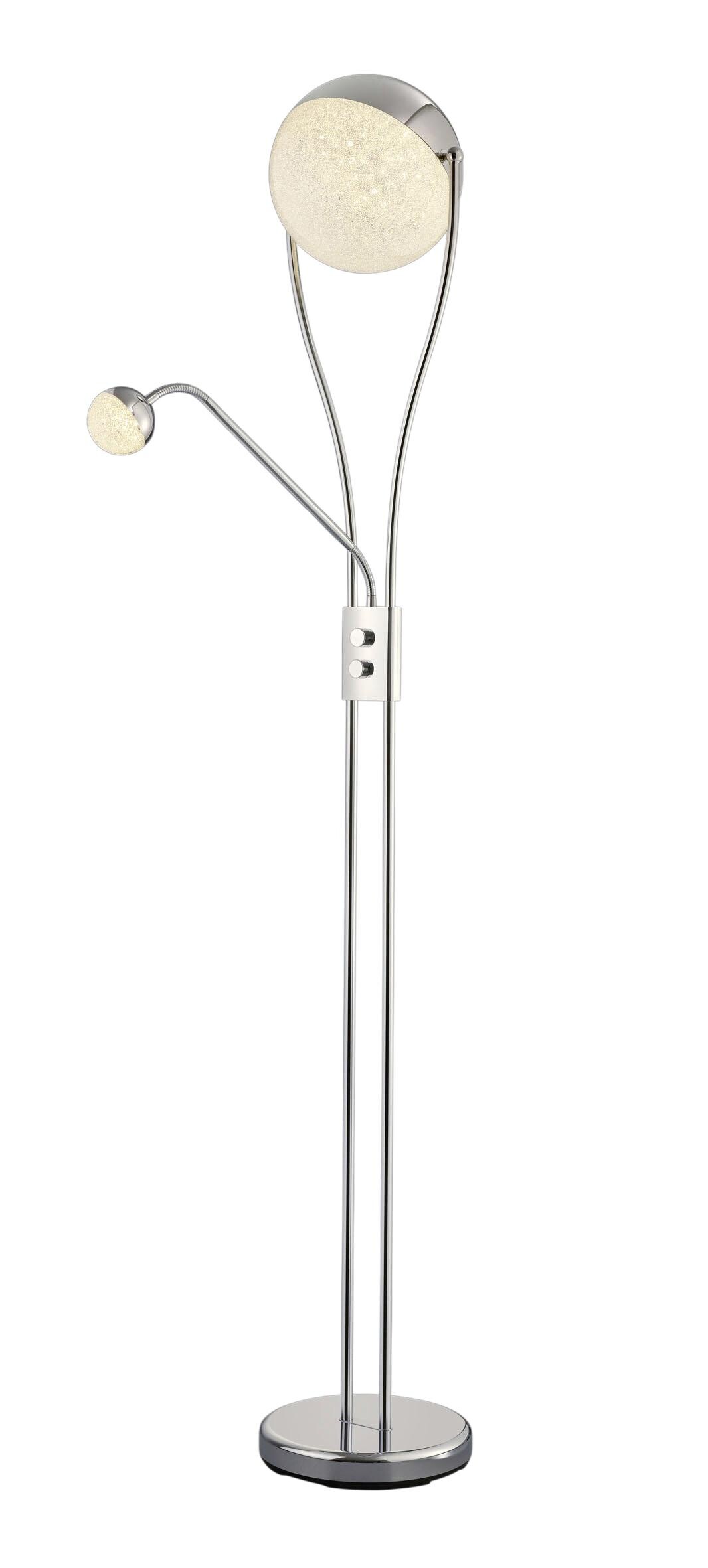 TRIO Deckenfluter 478310206 Chrom transparent Metall Acryl B/H/L: ca. 30x180x52 cm 2 Brennstellen