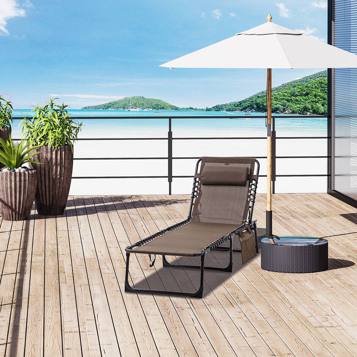 Outsunny Sonnenliege braun Stahl B/H/L: ca. 58x30x185 cm