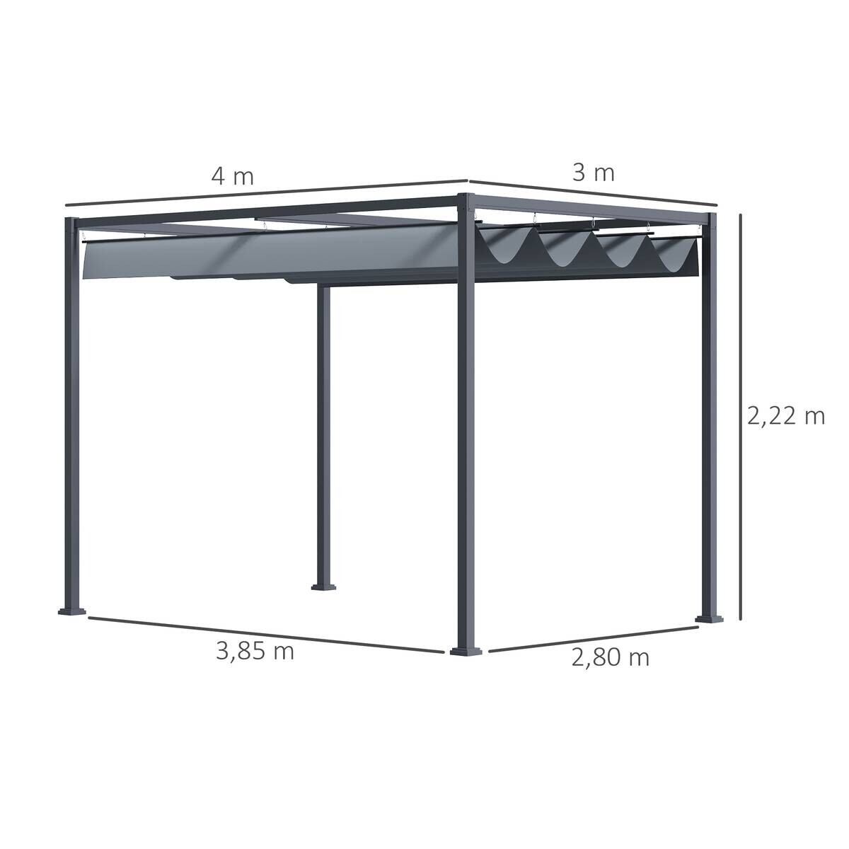 Outsunny Pergola dunkelgrau Stahl B/H/L: ca. 300x222x400 cm
