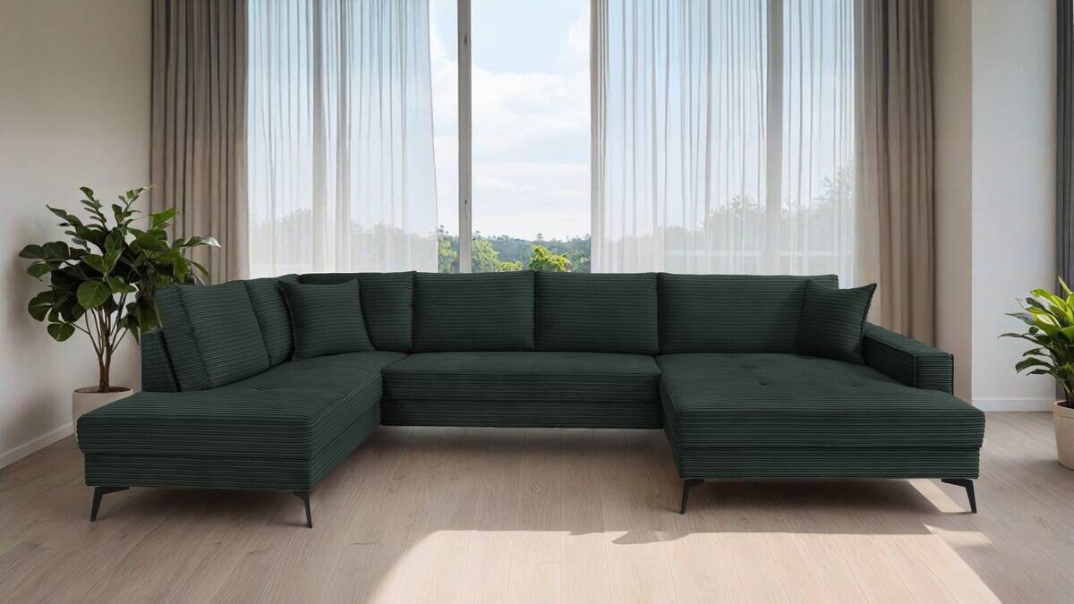 Wohnlandschaft Zero dunkelgrün Microfaser B/H/T: ca. 362x86x195 cm