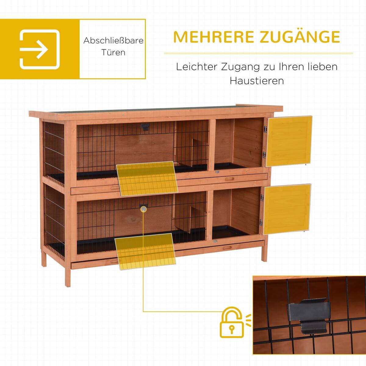 PawHut Kleintierstall orange Holz B/H/L: ca. 50x93x136,4 cm