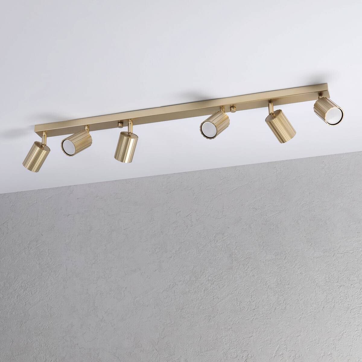 Lamkur Strahler Prisma gold Stahl B/H/L: ca. 6,5x16,5x117 cm 6 Brennstellen