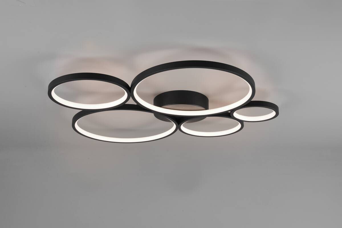 Reality LED-Deckenleuchte Rondo schwarz Metall B/H/L: ca. 53x5,5x59 cm