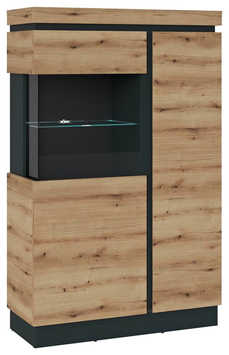 Vitrine Corte Eiche Evoke Coast Nachbildung grau B/H/T: ca. 104x164x40 cm