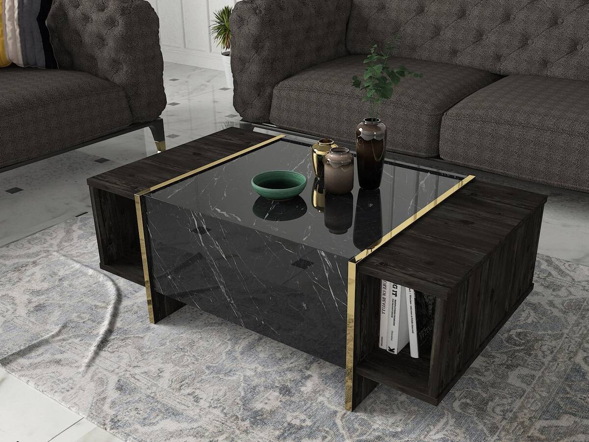 Couchtisch Rebab Rebab braun dunkelgrau Marmor Optik B/H/T: ca. 103,8x37,3x60 cm