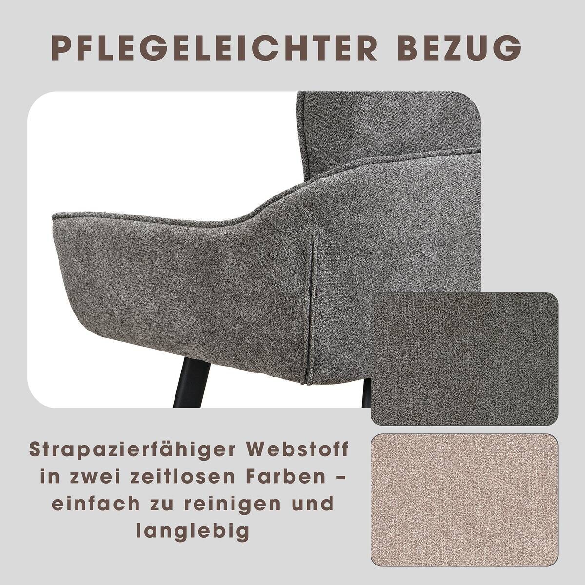 Sitzbank RICO schwarz grau Metall Stoff B/H/T: ca. 160x90x62 cm