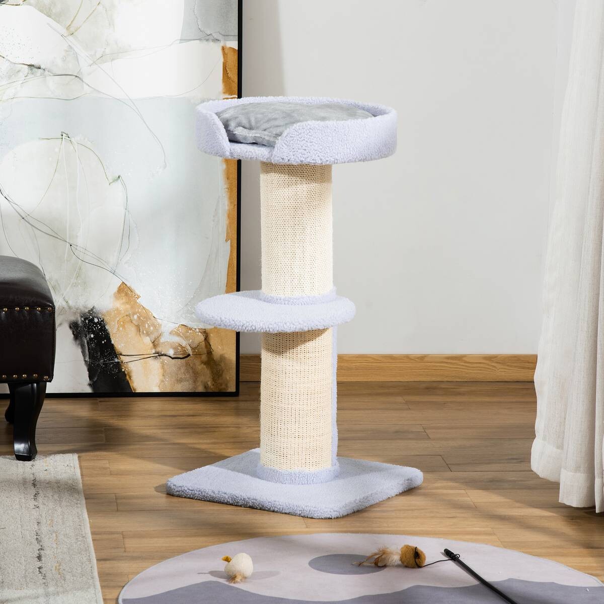 PawHut Kratzbaum hellgrau Sisal B/H/L: ca. 45x91x45 cm