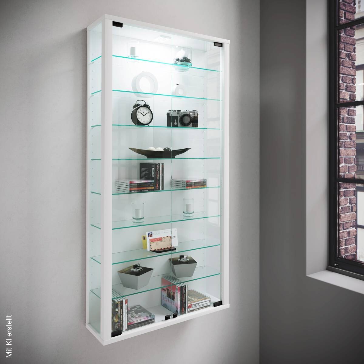 Vitrine Vitrosa Maxi weiß Holzwerkstoff Glas B/H/T: ca. 59x113x18 cm