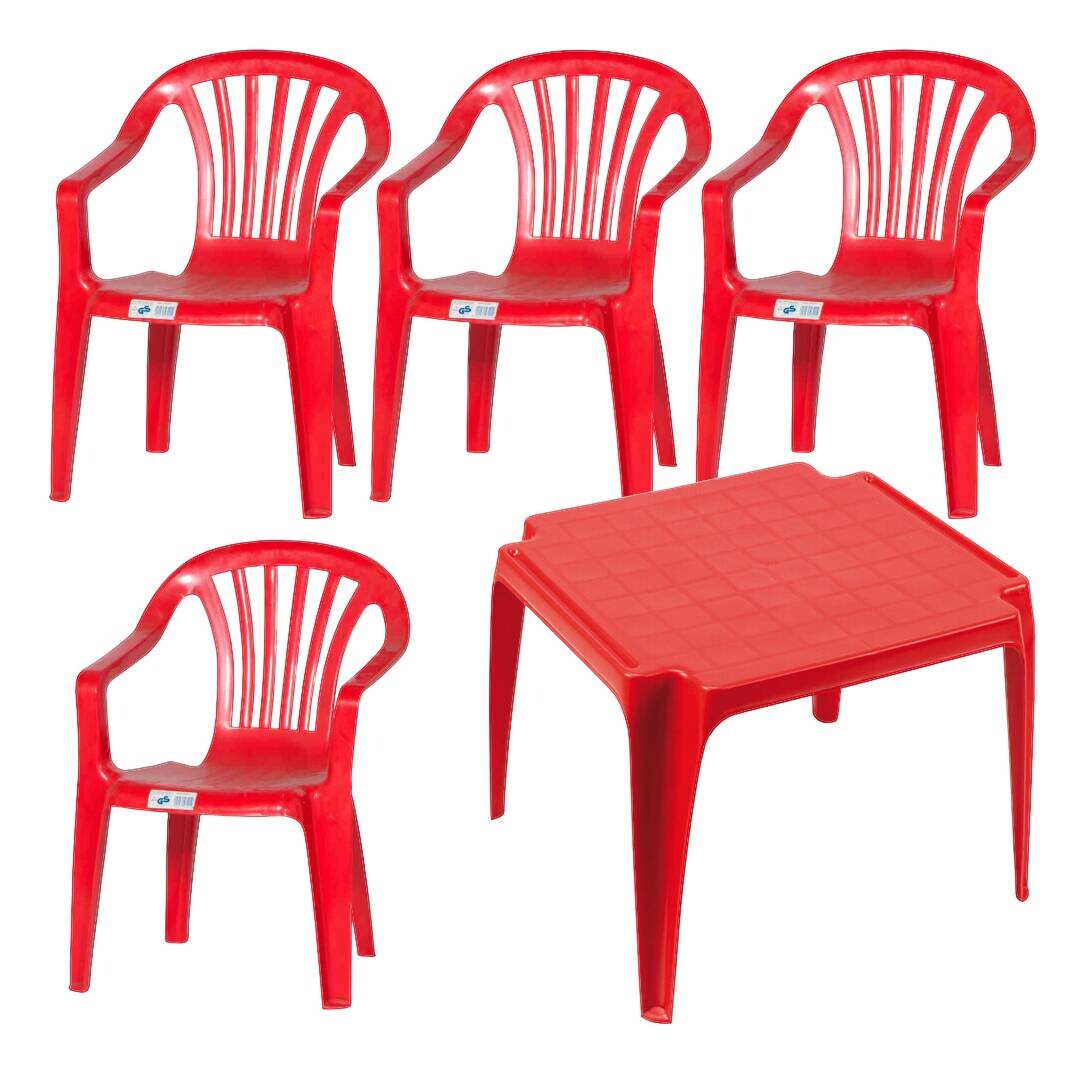 ProGarden Kindermöbel-Set rot Kunststoff B/H/L: ca. 38x53x43 cm