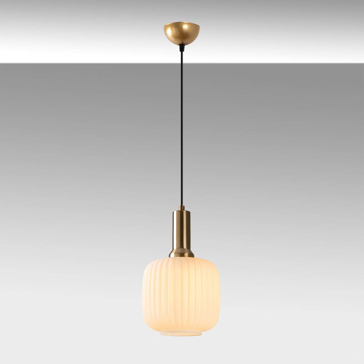 Opviq Pendelleuchte gold Metall Glas B/H/T/L/D: ca. 20x118x20x20x20 cm E27 1 Brennstellen