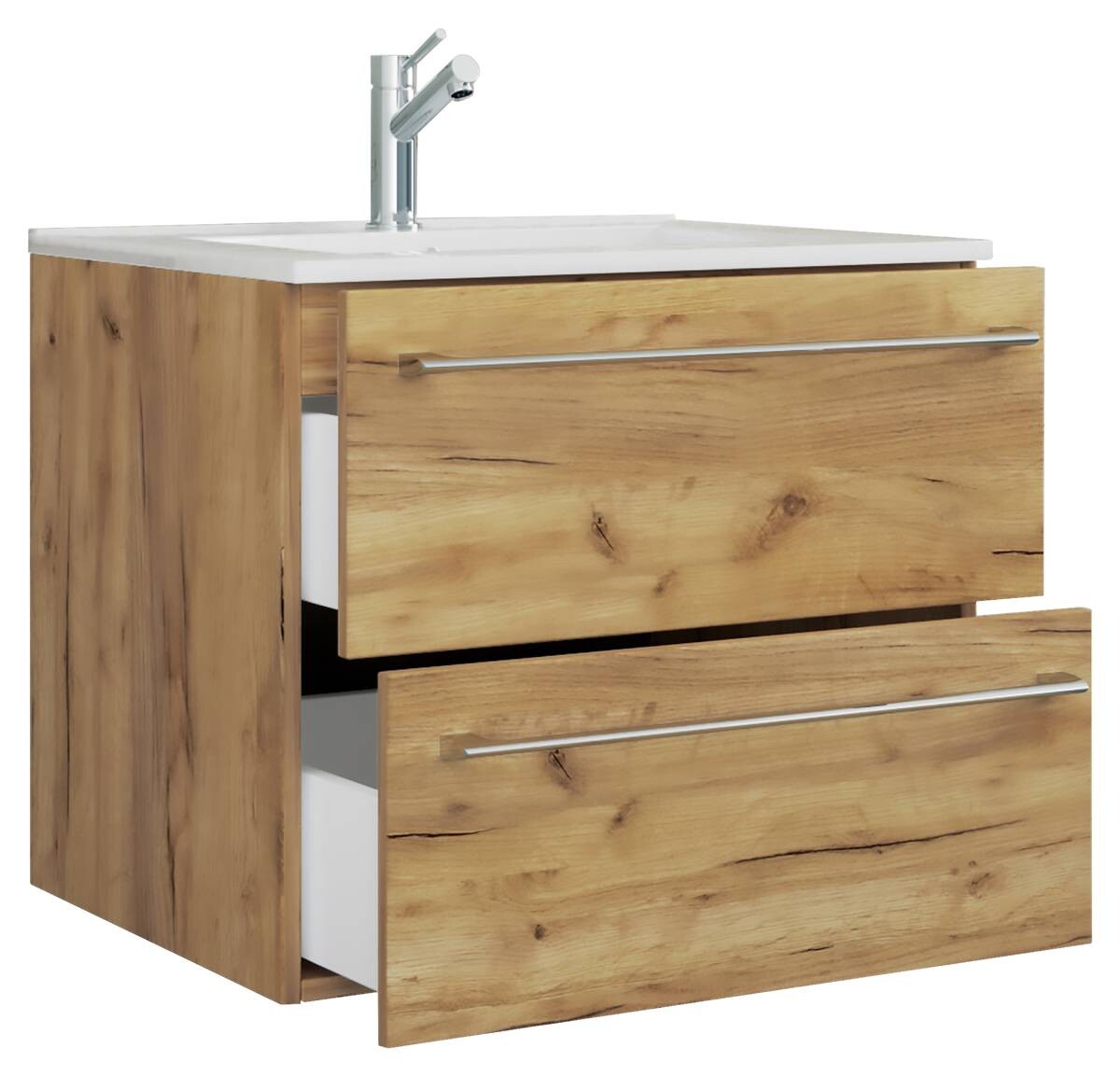 Badblock 2tlg-Badinos weiß Eiche Honig Nachbildung B/H/T: ca. 61x52x46 cm