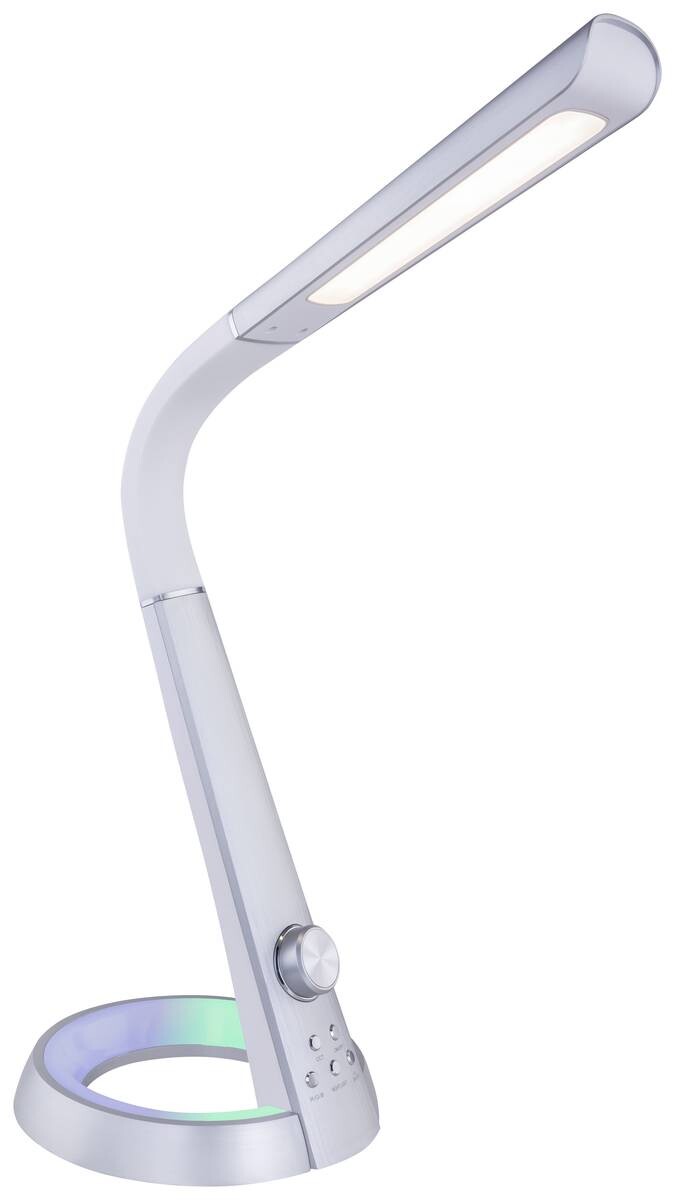 GLOBO Tischleuchte 58376S silber weiß Kunststoff Metall B/H/T: ca. 34x64x18 cm 1 Brennstellen