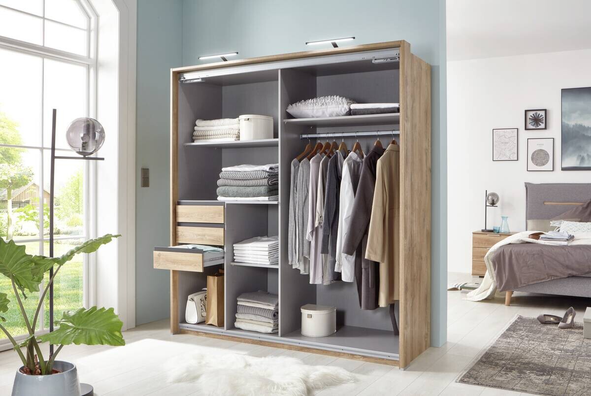 Schwebetürenschrank Oldenburg Eiche Artisan Nachbildung B/H/T: ca. 180x198x65 cm