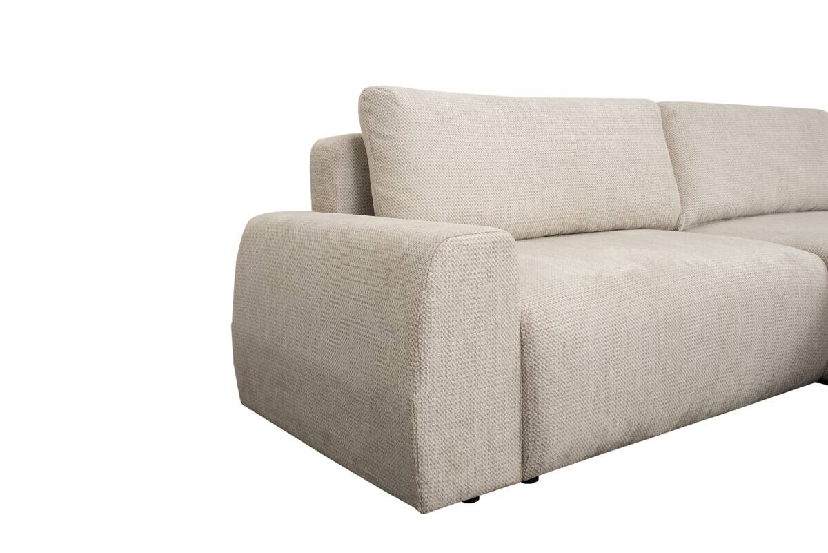Ecksofa mit Bettfunktion und Bettkasten beige Microfaser B/H/T: ca. 293x88x172 cm