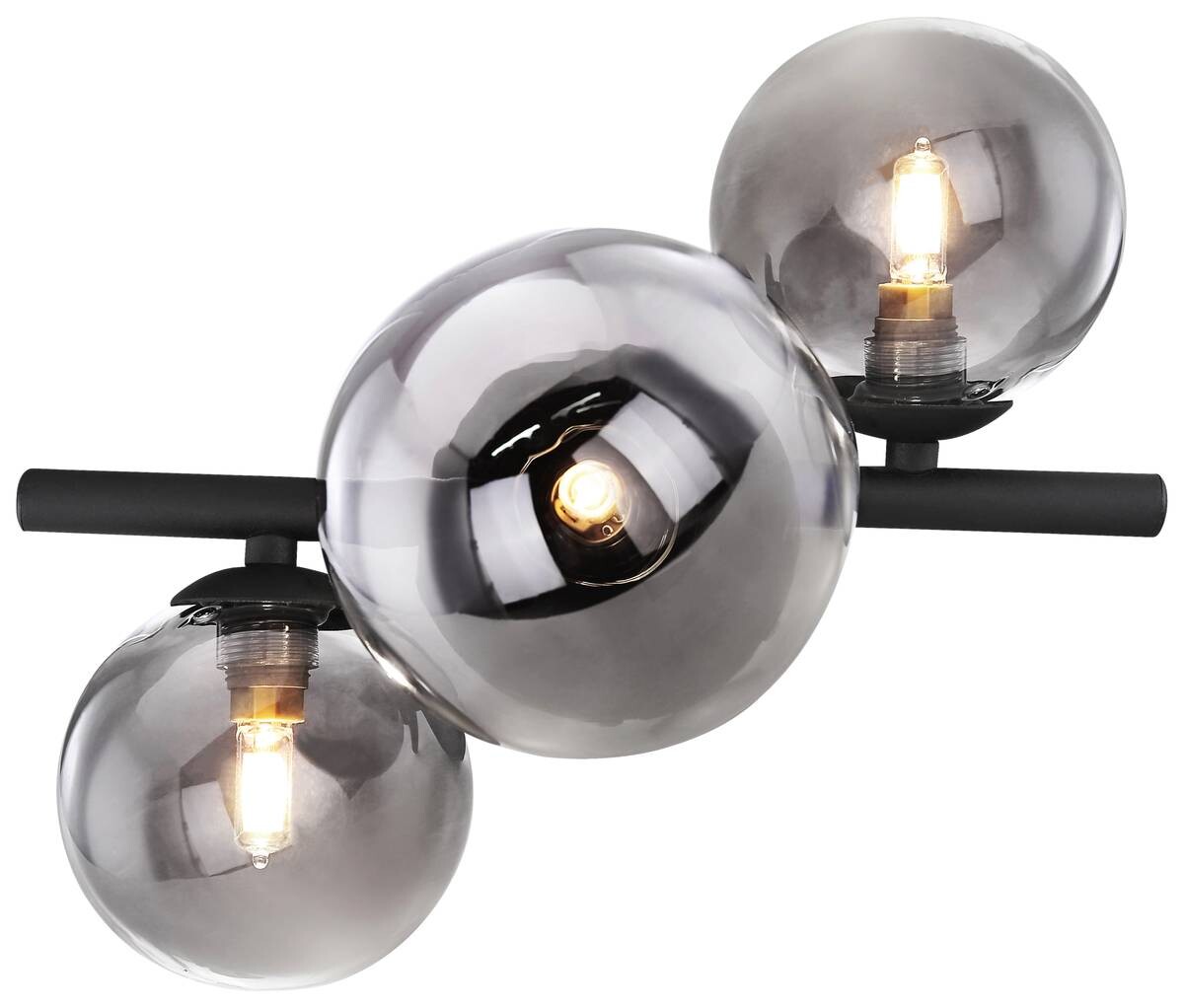 GLOBO Deckenleuchte Riha schwarz Metall Rauchglas B/H: ca. 20,8x28,3 cm 3 Brennstellen
