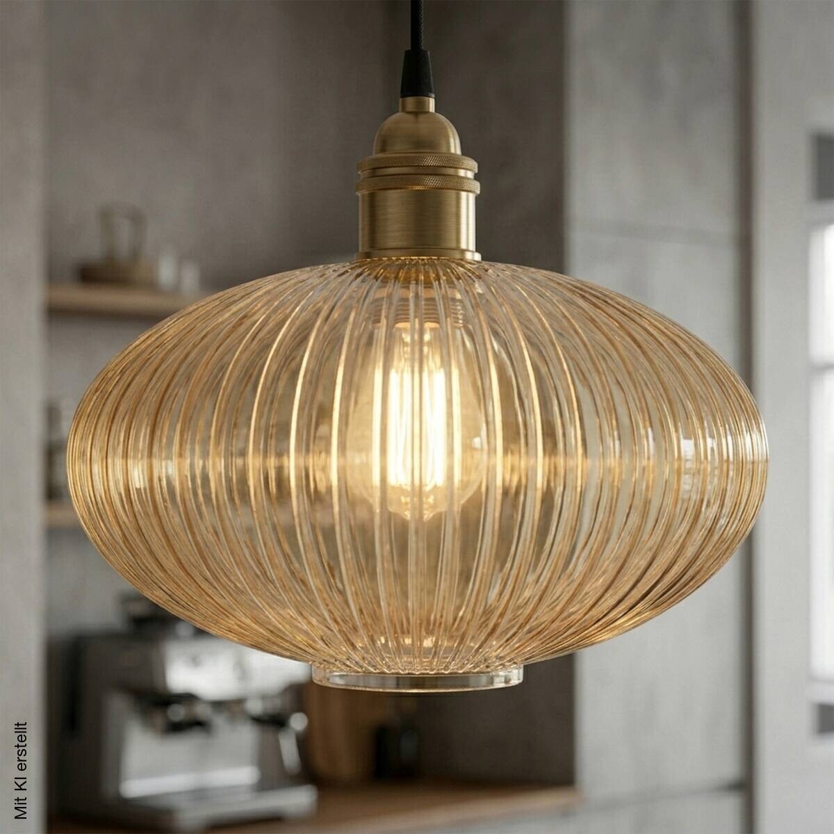 Lamkur Pendelleuchte gold Glas B/H/L: ca. 29x107x29 cm E27 1 Brennstellen