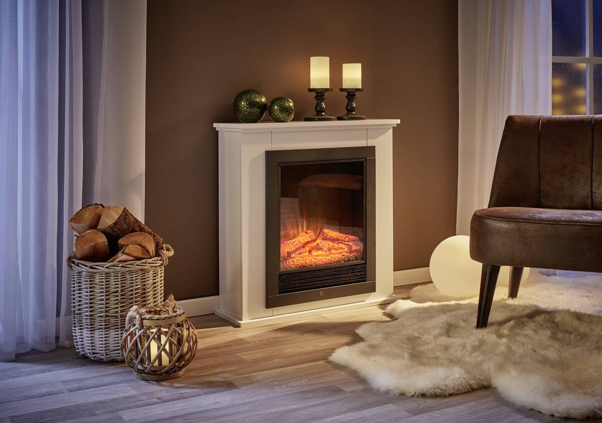 CLASSIC FIRE Elektrischer-Kamin 871125200410 weiß schwarz Glas Metall B/H/T: ca. 70x71x22 cm ca. 1800 W