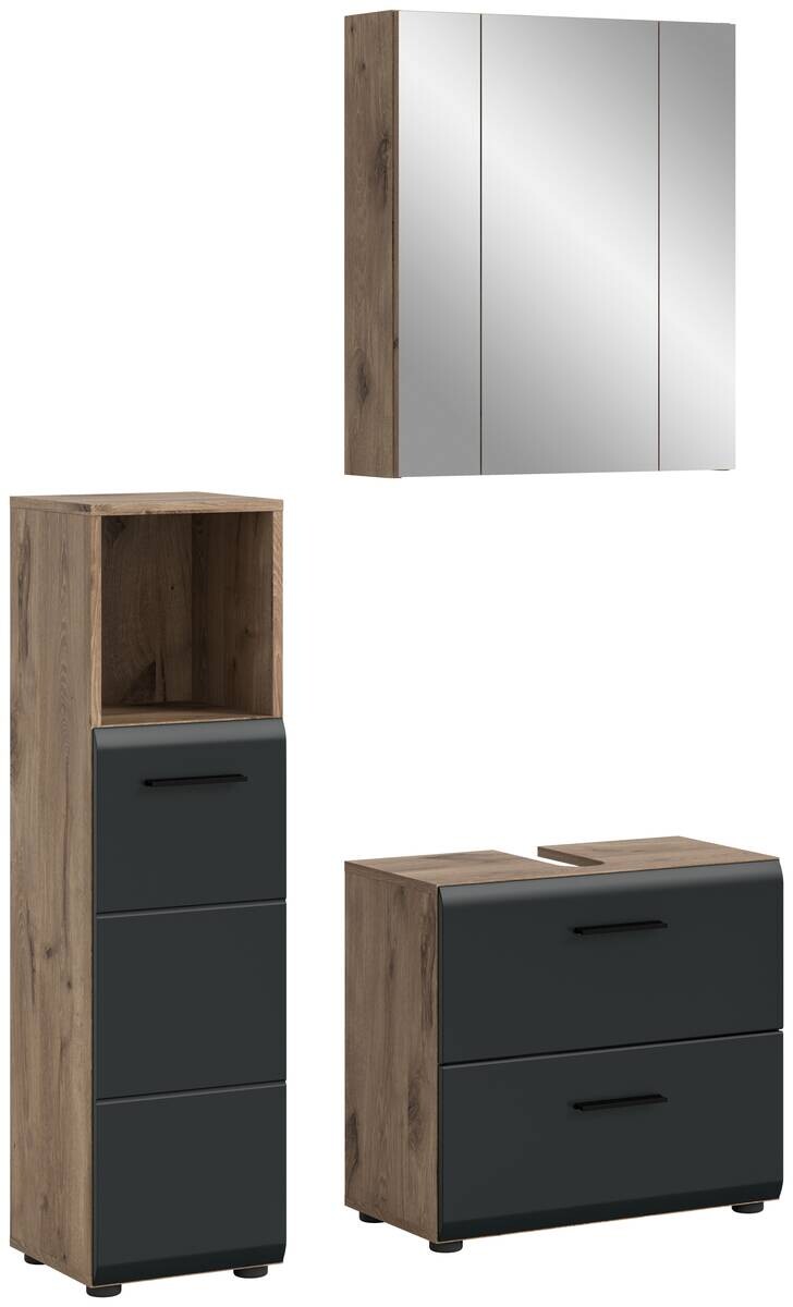 Badezimmer-Set Ice Nox Oak Nachbildung schwarz matt B/H/T: ca. 105x185x30 cm