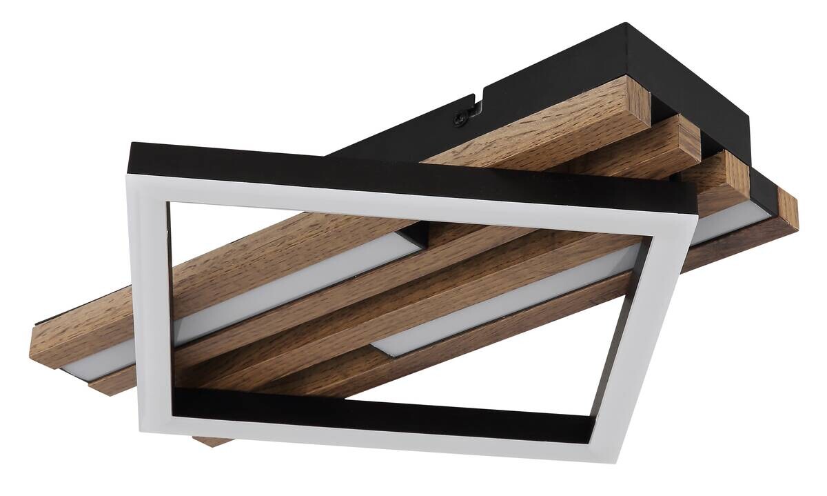 GLOBO LED-Deckenleuchte OBRIEN 67344D mattschwarz Opal Metall MDF Kunststoff B/H/L: ca. 33x7,5x31 cm 1 Brennstellen