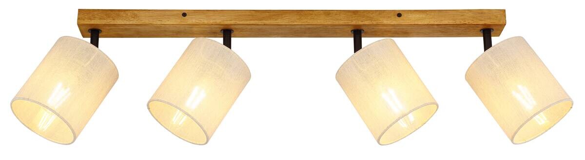 GLOBO Spot JULE braun Leinen Holz B/H/T: ca. 13x24x79,5 cm E27 4 Brennstellen
