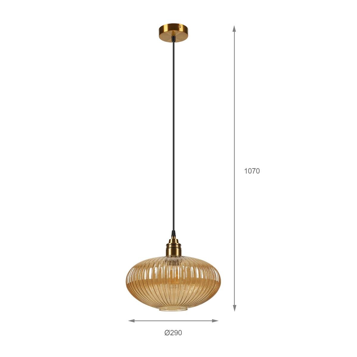 Lamkur Pendelleuchte gold Glas B/H/L: ca. 29x107x29 cm E27 1 Brennstellen