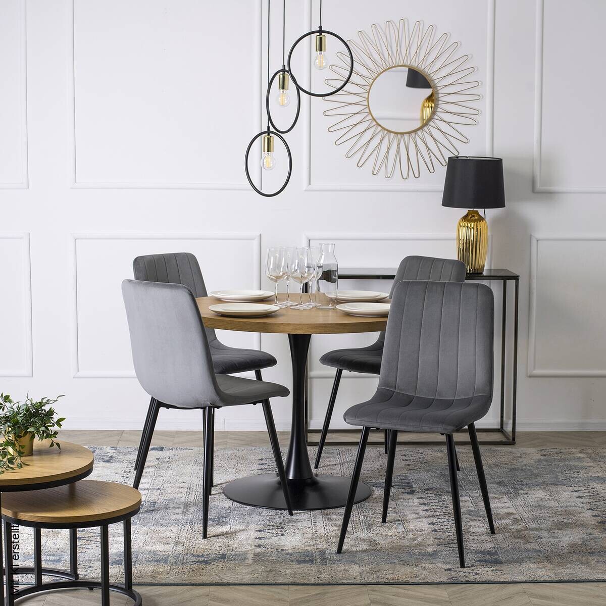 Stuhl IBIS grau Velourstoff B/H/T: ca. 43x90,5x50 cm