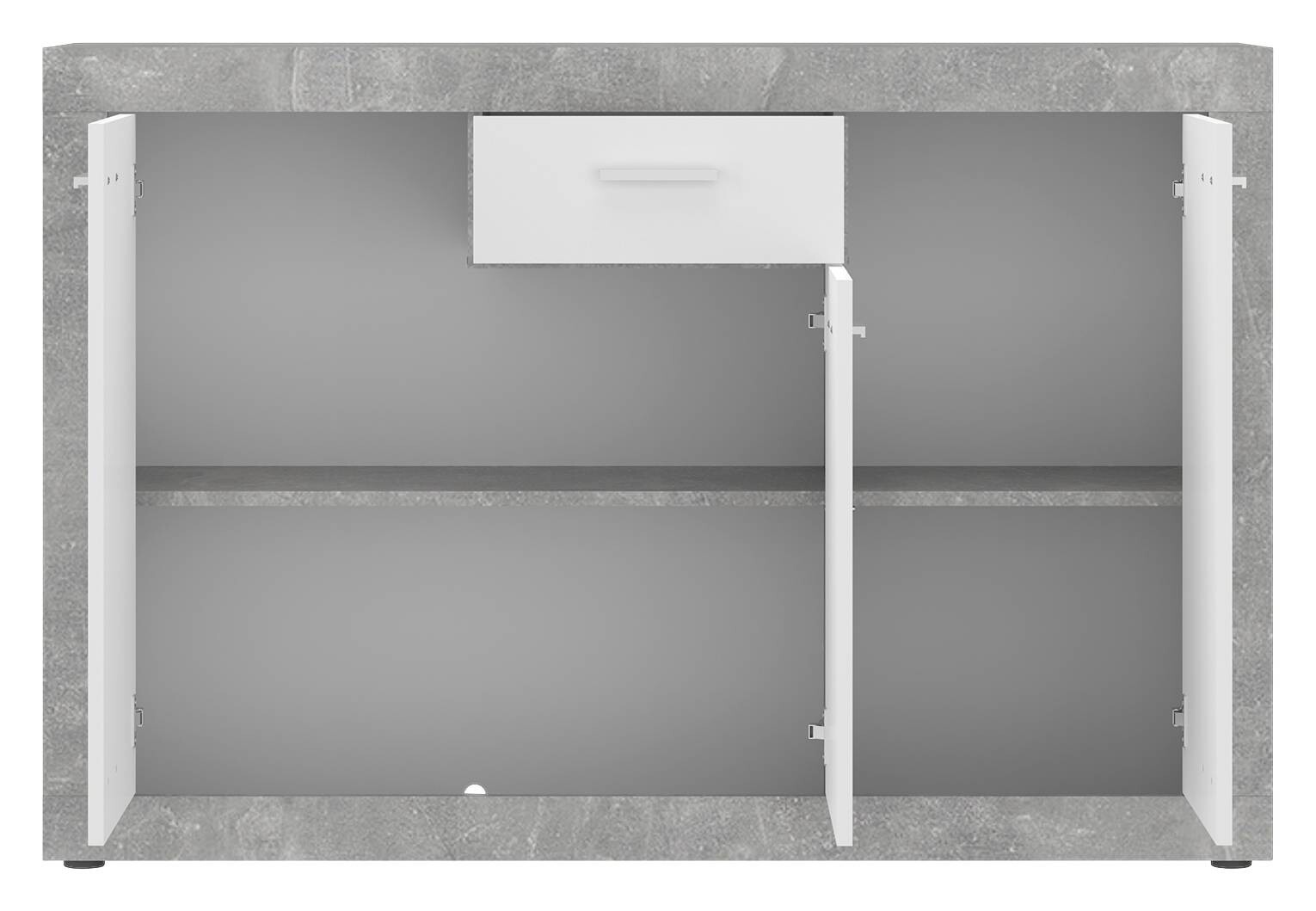Kommode Focus Beton Optik weiß glänzend B/H/T: ca. 133,9x90x39 cm