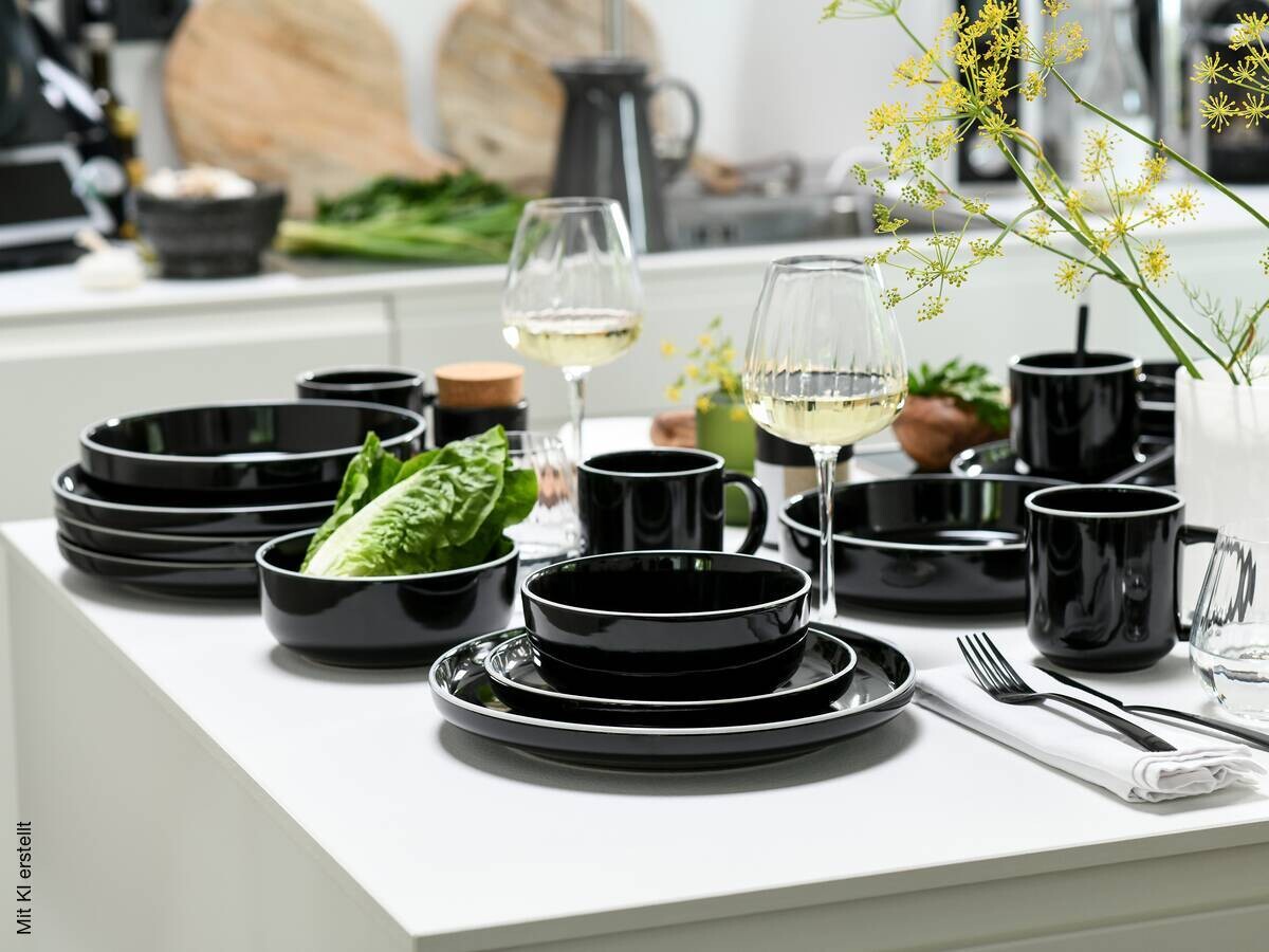 CreaTable Kombiservice Nordic Gourmet schwarz Steinzeug 10 tlg.