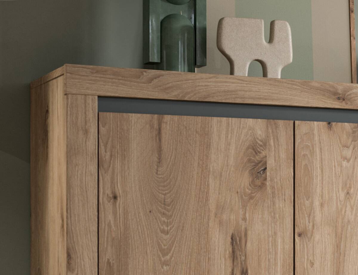 Kommode Woody Nox Oak Nachbildung anthrazit B/H/T: ca. 131x105x37 cm