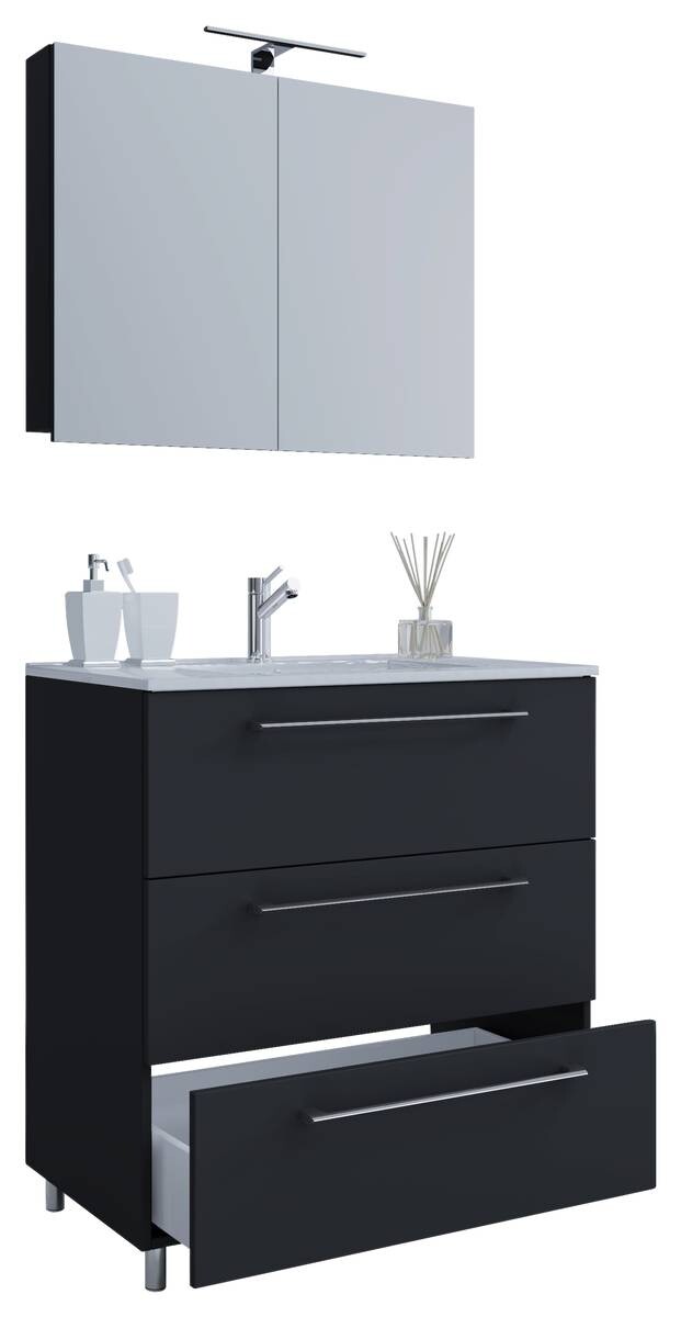 Waschplatz 3tlg-Schubo schwarz B/H/T: ca. 60x86x46 cm