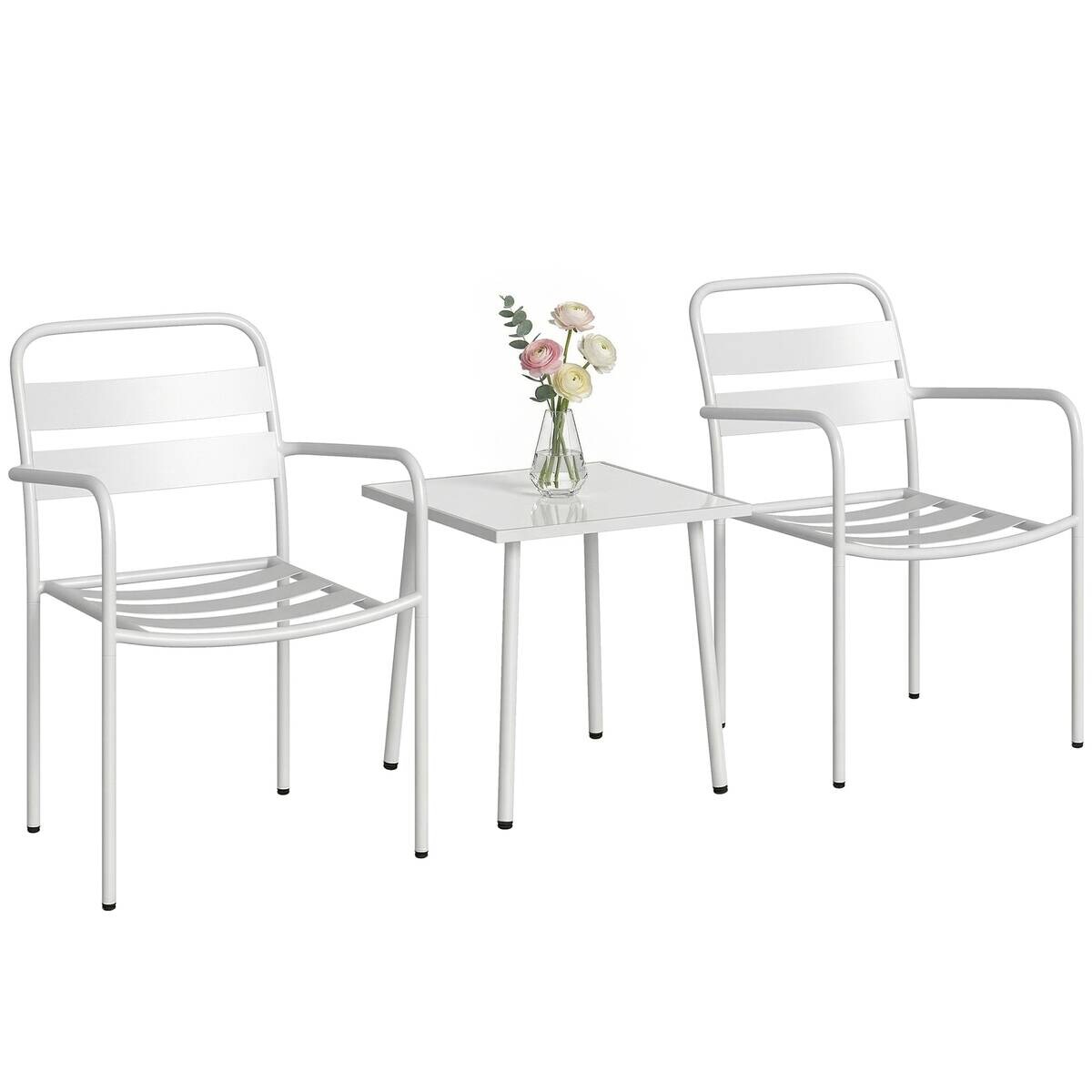 Outsunny Balkonmöbel-Set weiß Glas B/H/L: ca. 58x82x55 cm