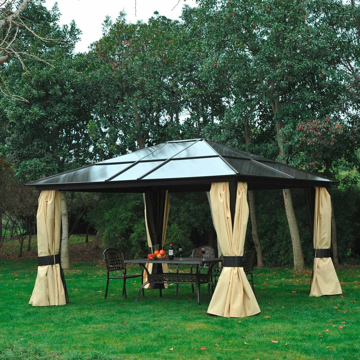 Outsunny Pavillon braun Aluminium B/H/L: ca. 360x265x420 cm