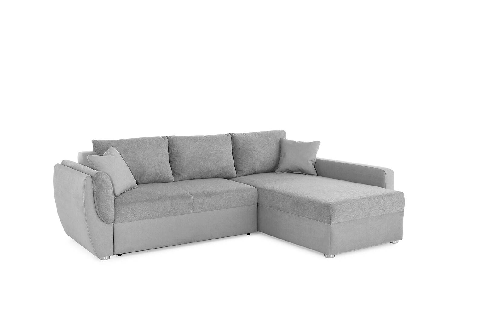 Ecksofa mit Bettfunktion und Bettkasten grau Polyester B/H/T: ca. 247x82x178 cm
