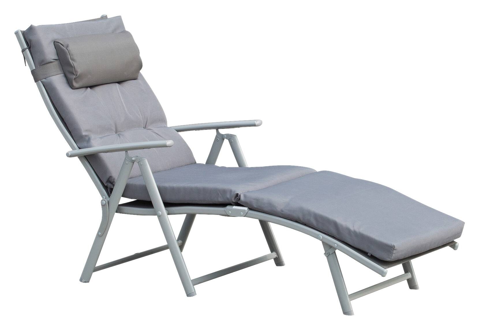 Outsunny Sonnenliege grau Metall B/H/L: ca. 64x101x180 cm