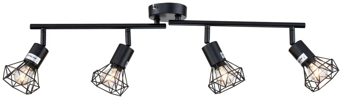 POCOline Spotbalken Aurelius schwarz Metall H/L: ca. 21x71 cm E14 4 Brennstellen