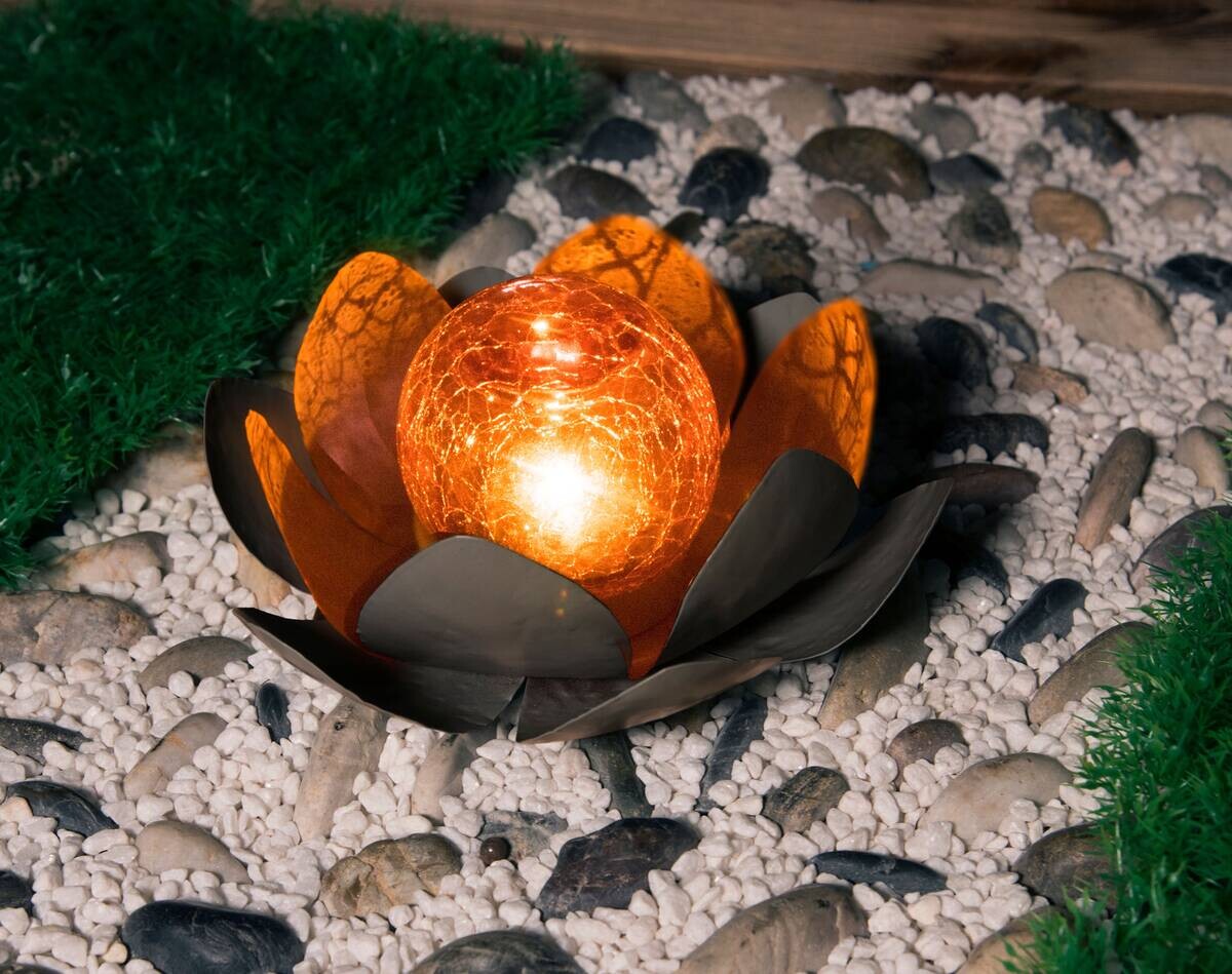 Solarleuchte orange grau B/H: ca. 25x9 cm