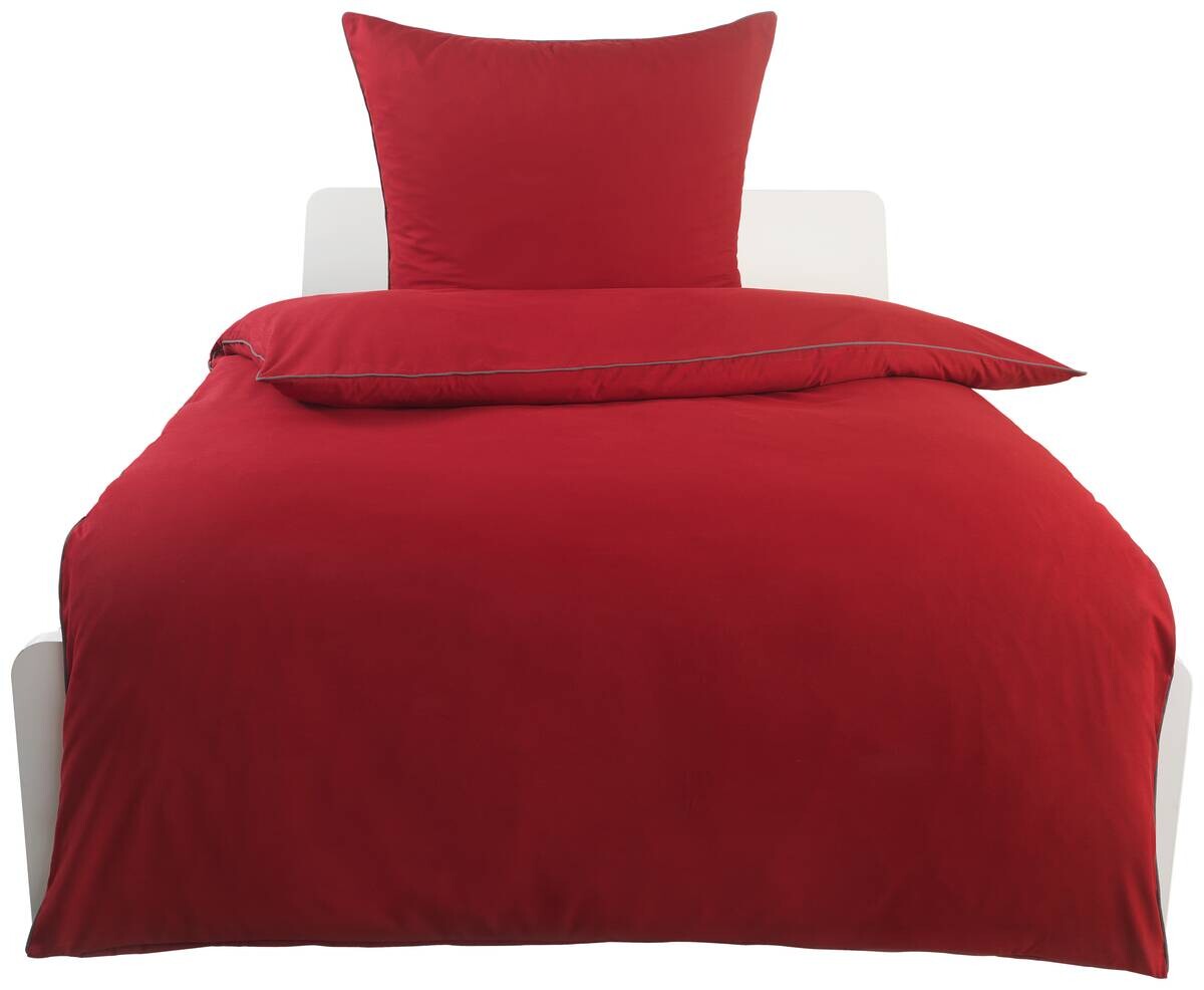Microfaser Bettwäsche rot grau 100% Polyester B/L: ca. 135x200 cm