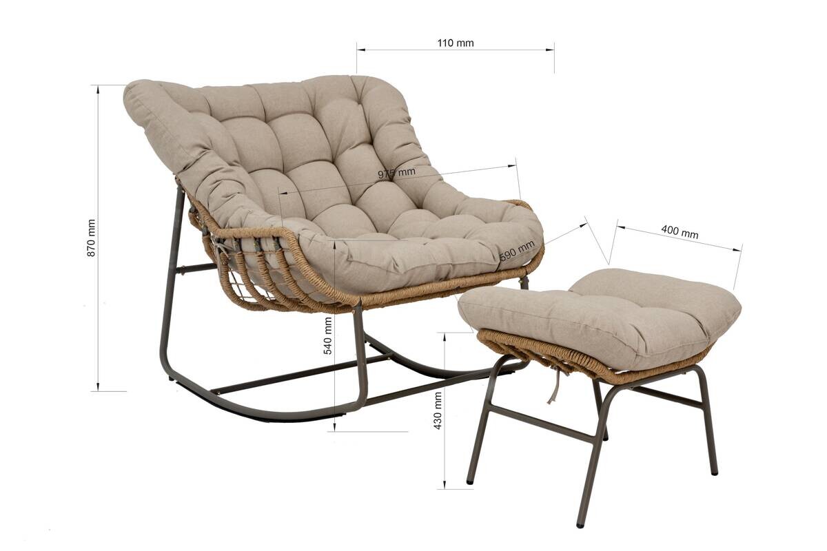 POCOline Gartenstuhl braun Stahl B/H/L: ca. 103x85x97 cm