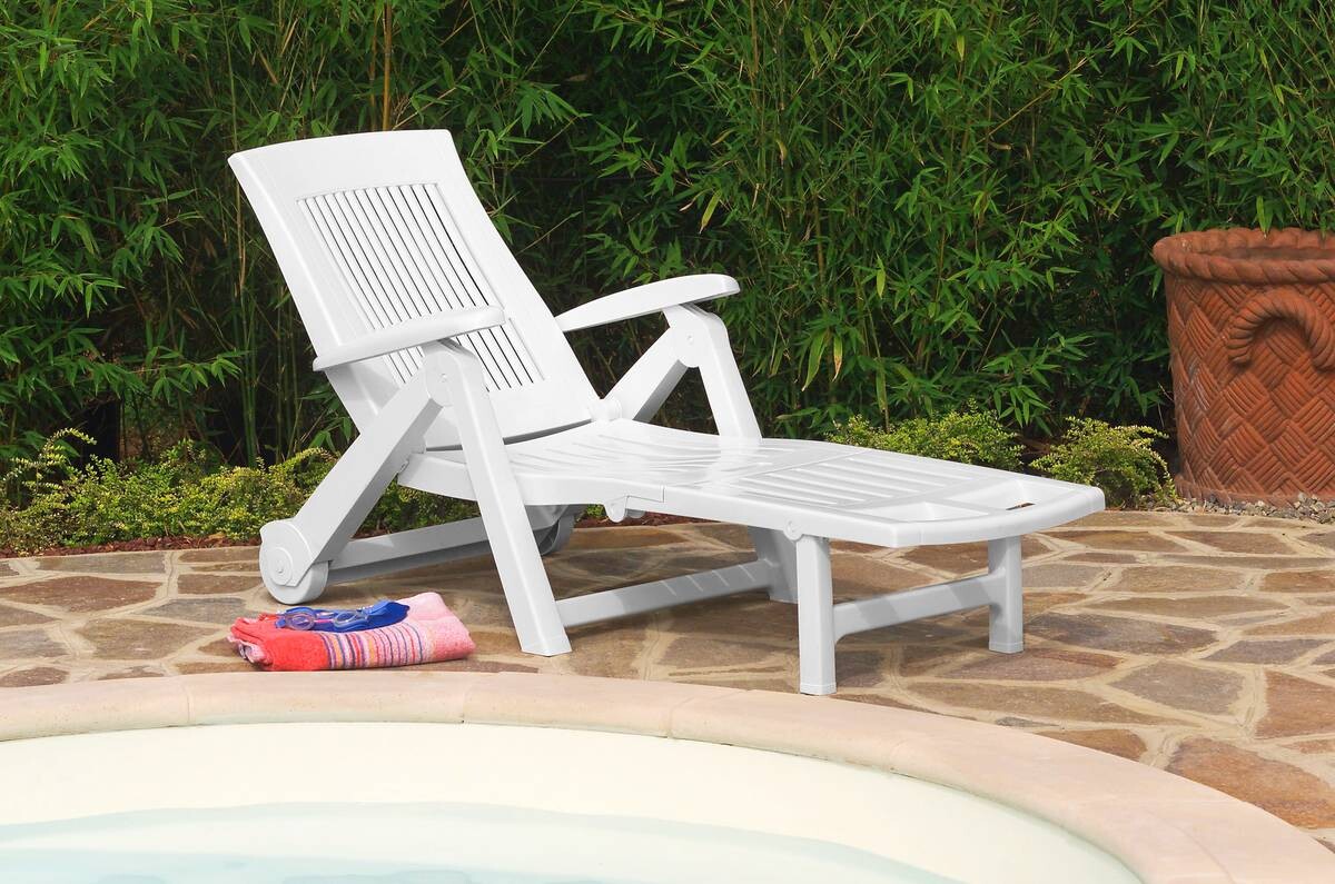 ProGarden Gartenliege Zircone weiß Kunststoff B/H/L: ca. 72x101x195 cm