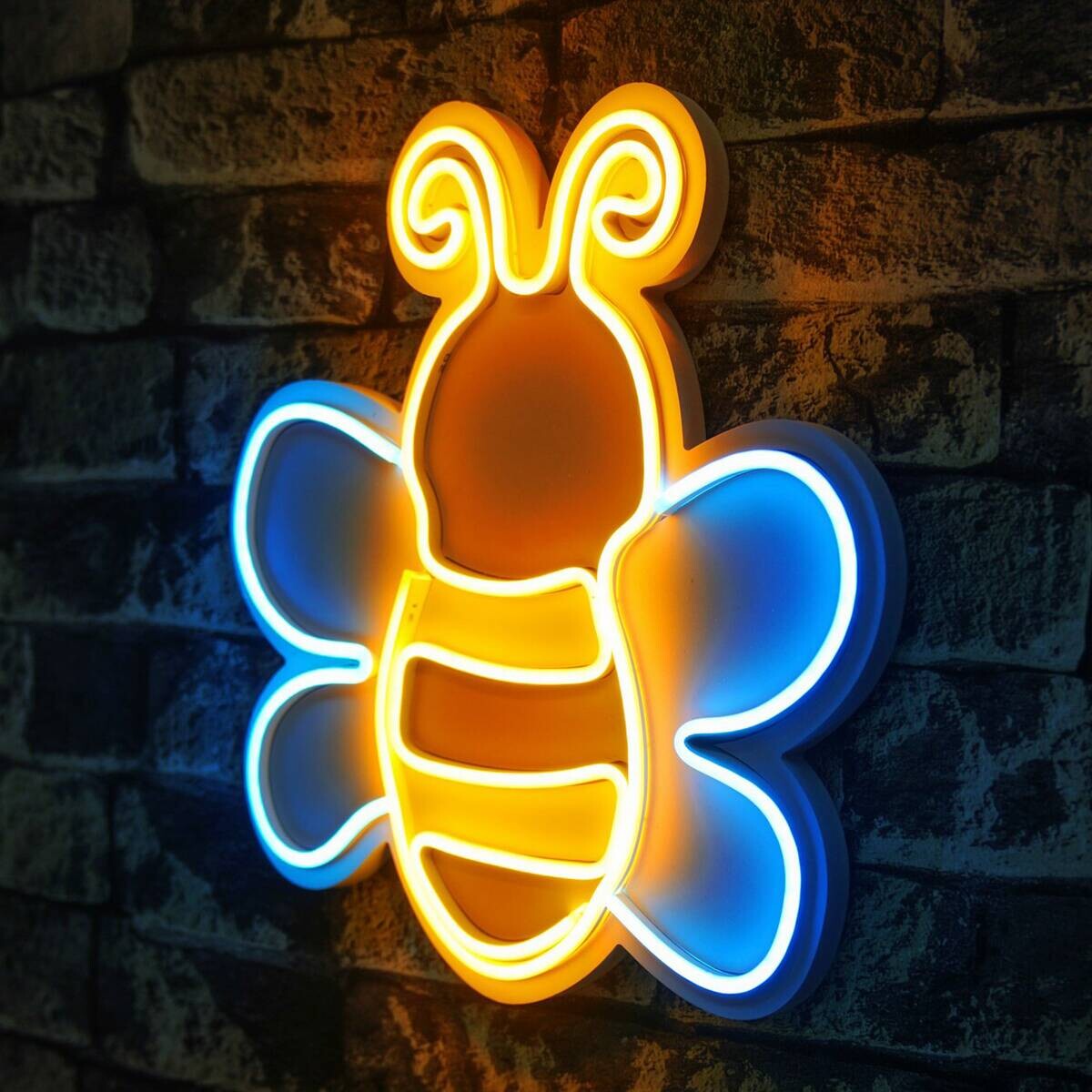 Opviq LED-Wandleuchte blau gelb PVC B/H/T/L: ca. 29x32x3x29 cm