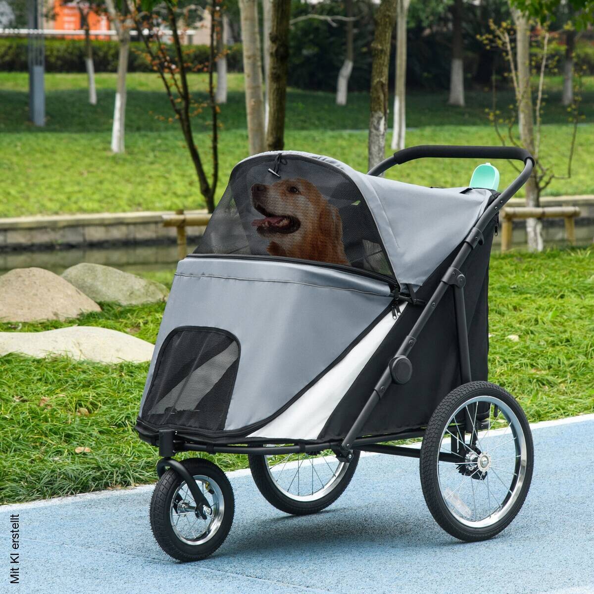 PawHut Hundebuggy grau Polyester-Mischgewebe B/H/L: ca. 70x97,5x111 cm